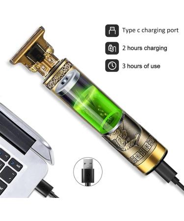 Men's Electric Hair Clippers with 4 Limit Combs - Precision Outliner Trimmer for Beard - USB Type-C Charging - Dragon Design - Buy Online on GoSupps.com