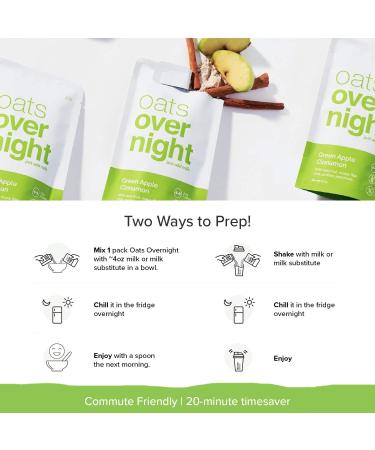 Oats Overnight Green Apple Cinnamon High Protein Shake - Gluten-Free, High Fiber, Non-GMO Oatmeal - 2.7oz per Meal (8 Pack) - Buy Online on GoSupps.com