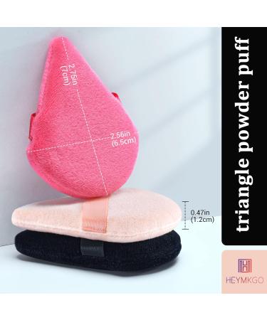 HEYMKGO Velvet Triangle Powder Puffs - 4 Pcs Dual-Use Makeup Puff Set for Setting Powder, Pressed Powder, and Under Eye Application in Black/Rose - Buy Online on GoSupps.com