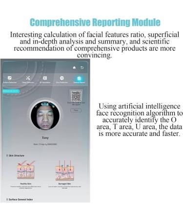 Analyseur de Peau AI d tecteur de Peau Intelligent 3D de 13 3 Pouces et 36 Millions de Pixels 8 Analyses spectrales/14 indicateurs comparaison de donn es et pr diction de Peau simul e - Buy Online on GoSupps.com