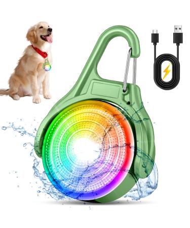 Dokkita light trailer dog charging (RGB-color change dog light and 4 flashing modis) dog light LED rechargeable LED flashing light school satchel safety light usb charging green