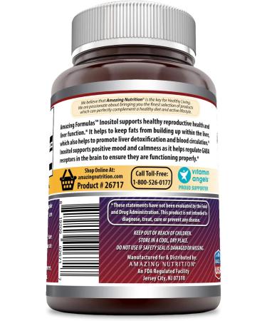 Amazing Formulas Inositol 500mg 100 Capsules - Non-GMO, Gluten Free. Supports Liver Health, Cellular Detox & Membrane Function - Buy Online on GoSupps.com