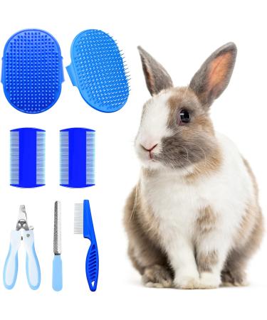 Hzran 6 Pieces Rabbit Grooming Kit, Pet Hair Remover, Rabbit Grooming Brush, Shampoo Bath Brush, Small Animal Nail Clippers and Trimmers, Pet Comb Grooming Set for Rabbit, Hamster, Bunny, Guinea Pig