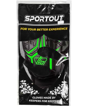 Sportout Goalkeeper Gloves - Finger Save Football Gloves for Men Women & Kids | 4mm Latex - Black-Green - Buy Online on GoSupps.com
