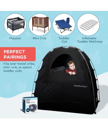 SlumberPod and Fan Combo 3.0 - Portable Privacy Pod Blackout Canopy for Pack n Play - Baby Travel Crib Canopy in Black/Grey - Buy Online on GoSupps.com