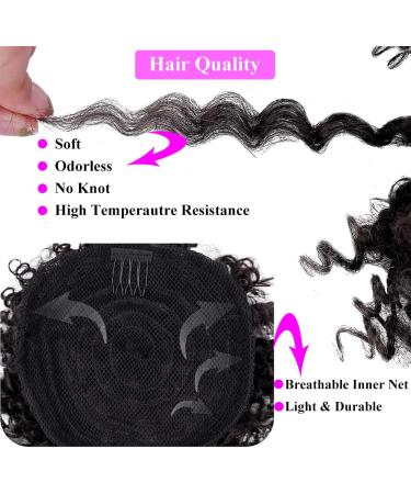 Doren Afro Drawstring Ponytail with Bangs Kinky Curly for Women Synthetic Hair Extensions Clip On Hairpieces 12inch #4 12 Inch #4 - Buy Online on GoSupps.com