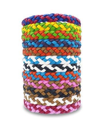 12 Pack Mosquito Repellent Bracelets, Individually Wrapped PU Leather Mixed Color Insect Bug Repellent Wrist Bands for Kids Adults Outdoor Camping Fishing Traveling