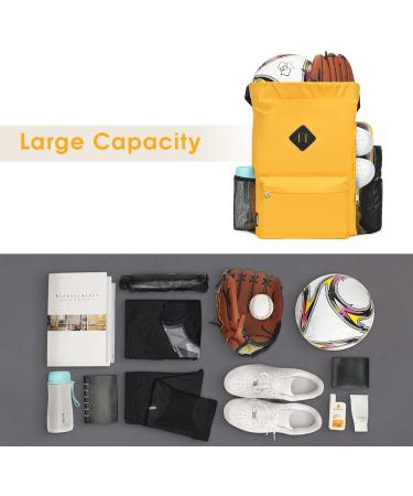 Orange Large Wall Backpack with Cord | Water-Repellent Sports Bag with Shoe Compartment for Men & Women - Buy Online on GoSupps.com