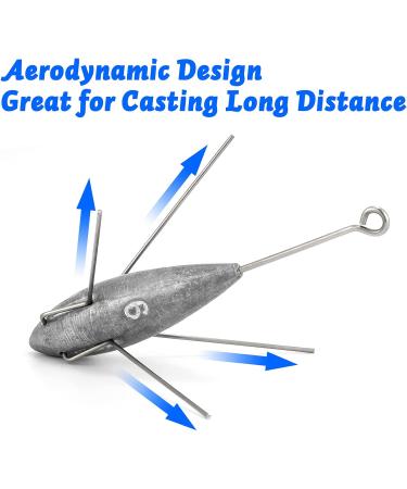 Dr.Fish 2 Pack Surf Fishing Sinker Set - Spider Sinker 4oz & Long Tail 3oz-6oz Lead Weight for Saltwater Catfish Beach Casting - Buy Online on GoSupps.com
