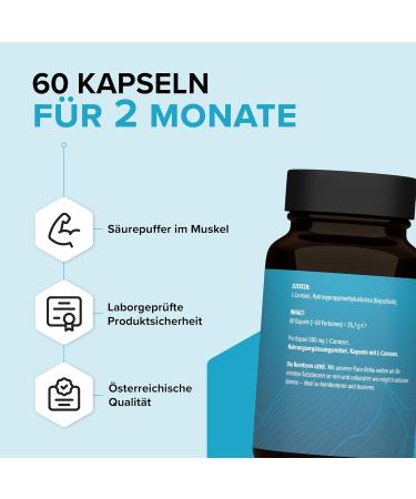 Edubily Nutrition L-Carnosine 500mg - High-Dose Vegan Dipeptide Capsules | 60 Additive-Free Capsules for Optimal Health - Buy Online on GoSupps.com