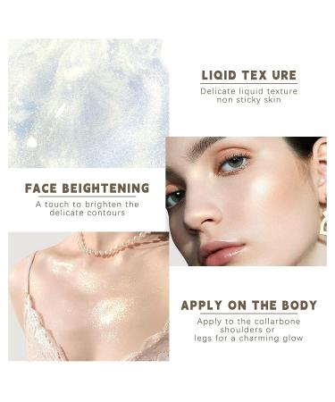 NewBang Shimmer Body Oil Glow Face & Body Highlighter - Long-lasting, Waterproof & Moisturizing Liquid Illuminator for Radiant Silver Shine - 2.8Fl Oz Moonlight White - Buy Online on GoSupps.com