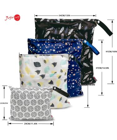 4 Pack Waterproof Wet Bag for Diapers - Geometric Lemon Stars - Perfect for Kindergarten & Daycare | Eco-Friendly Laundry Solution - Buy Online on GoSupps.com