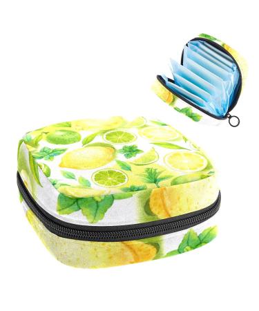 Women's lift Storage Pad Still Pad Watercolor Lemon Fruit Leaves Portable Period Kit Bag Feminine Product Bay For Women Girls Color3