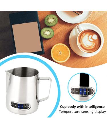 Duety Stainless Steel Milk Frothing Pitcher 600ml(20oz) Milk Frothing Pitcher with Thermometer Espresso Steaming Frothing Cup Milk Latte Art Jug for Espresso Machines and Latte Cappuccino Art Temperature Pulling Cup - Buy Online on GoSupps.com