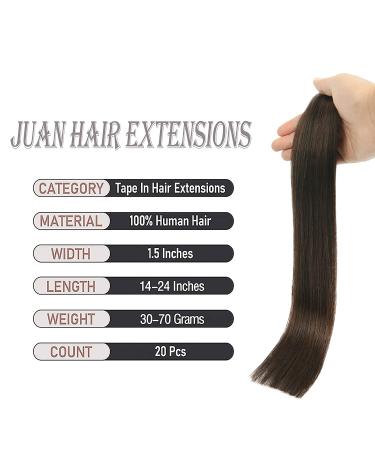 Tape in Hair Extensions 18 Inch 2 Dark Brown 100% Remy Human Hair 20 Pcs Package - Silky Straight for Fashion Women - Buy Online on GoSupps.com