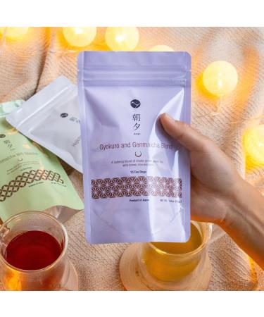 Asayu Japan Premium Gyokuro and Genmaicha Blend Japanese Green Tea - Roasted Brown Rice with Gyokuro Powder 100% Made in Japan 2.5 g x 15 bags for Evening Relaxation - Buy Online on GoSupps.com