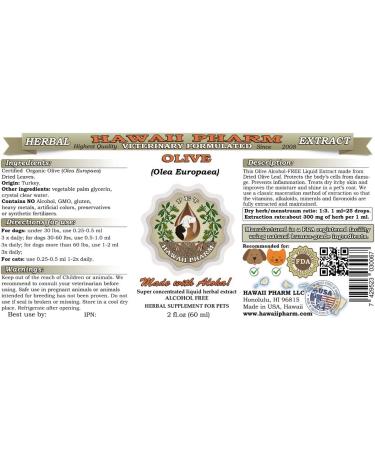 Organic Olive Leaf Liquid Extract for Pets - Alcohol-Free Herbal Supplement 2x2 oz by HawaiiPharm - Buy Online on GoSupps.com
