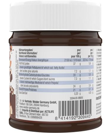 WEIDER Whey Protein Choco Creme 250g - Delicious Chocolate-Hazelnut Spread with 21% Protein | Buy Internationally - Buy Online on GoSupps.com