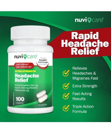 Headache Relief: Acetaminophen 250 mg Aspirin 250 mg & Caffeine 65 mg - Compare to Excedrin Extra Strength - 100 Caplets - Buy Online on GoSupps.com