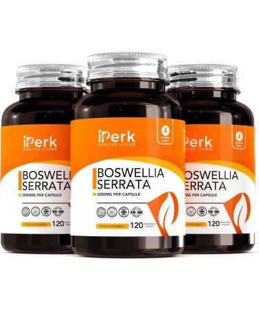 Iperk Boswellia Serrata Capsules 2000mg (120 Vegetarian Capsules) - 5:1 Extract, ISO Licensed Facilities, Non-GMO & Gluten Free - Buy Online on GoSupps.com
