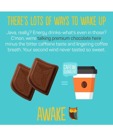 AWAKE Caffeinated Chocolate - Dark Chocolate - Pack of 50 - 0.48 Oz. - Buy Online on GoSupps.com