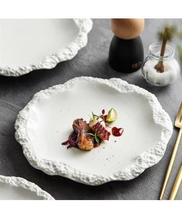 Serving Plates Rock Pattern Skirt Plate Fruit Plate Snack Plate Vegetable Plate Household White Ceramic Flat Plate Shallow Plate Hotel Kitchen Tableware for Appetizer Dinner and Desserts (Size : 1 - Buy Online on GoSupps.com