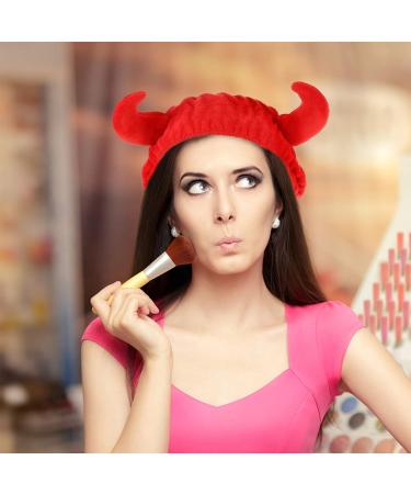 Minkissy 2pcs Devil Horn Headband Set - Soft Makeup & Shower Bands for Face Washing & Spa (Red & Black) - Buy Online on GoSupps.com
