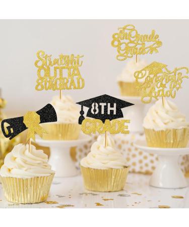 40Pcs Graduation Cupcake Toppers 2024 8th Grade Grad Cupcake Toppers 8th Grade Graduation Party Decorations 2024 class of 2024 You Did it Decorations for 8th Grade Graduation Party Supplies Gold - Buy Online on GoSupps.com