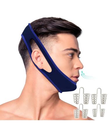 BONNA Anti Snoring Chin Strap - Snoring Solution and Snore Stopper Nose Vents - Adjustable Stop Snoring Sleep Aid for Men and Women-1 Chin Strap for snoring and Bonus 4 Set Nose Vents Snore Stopper!
