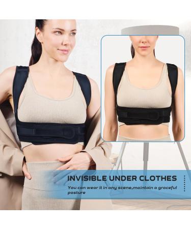 Posture Corrector Back Brace for Men & Women - Adjustable Lightweight Upper Back Support Shoulder Pain Relief Medium Black - Buy Online on GoSupps.com