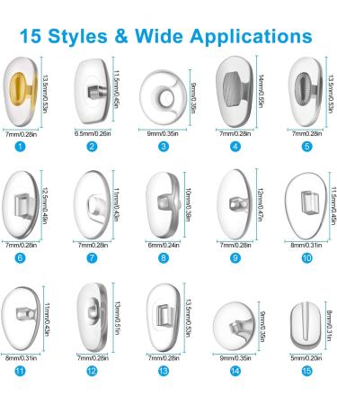 Soft PVC Nose Pads 150 Pairs | Eyeglass Repair Kit for Glasses, Sunglasses - 15 Styles - Buy Online on GoSupps.com