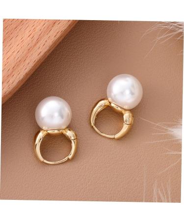 ABOOFAN 1 Pair Pearl Hoops Miss Earring Jewelry Real Gold Plated Copper - Buy Online on GoSupps.com