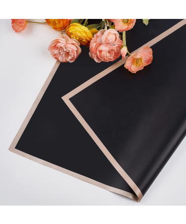 Jutieuo Waterproof Flower Wrapping Paper - 20 Sheets, 22.8x22.8 inch, Black - Floral Bouquet Supplies with Ribbon - Buy Online on GoSupps.com
