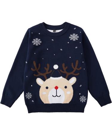 ESHOO Christmas Deer Print Kids Knit Sweater - Boys Girls Xmas Jumper 4-5 Years (Blue) - Buy Online on GoSupps.com