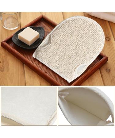 Buy 2-Piece Peeling Gloves & Shower Sponge Set | Hemp & Linen Body Scrub Tools - Double-Sided Massage for Exfoliation - Beige - Buy Online on GoSupps.com