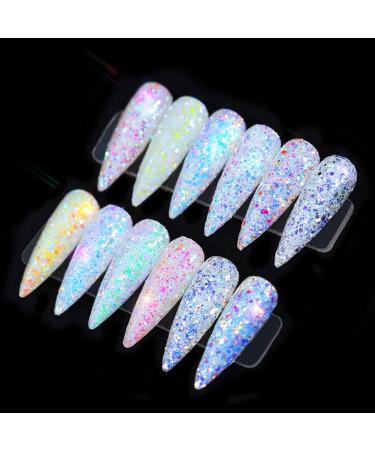 Holographic Glitter Nails Sequins Set - 12 Superfine Colors for Nail Art Decorations - Buy Online on GoSupps.com