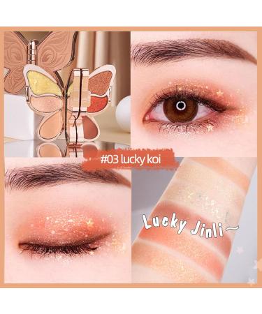 6 Colors Eyeshadow Palette | High Pigmented Matte Glitter Eye Makeup Long Lasting Waterproof | Waterproof Eye Makeup with Butterfly Shape Travel Size Lucky Koi Color - Buy Online on GoSupps.com