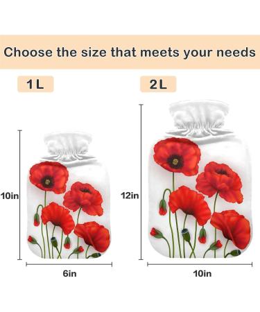 NAANLE 2L Hot Water Bottle with Floral Cover - Large Transparent Heat Therapy for Menstrual Cramps & Pain Relief - Buy Online on GoSupps.com