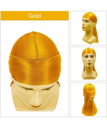 Hairizone Silky Durag Head Wrap for Men - Gold Doo Rags for Perfect Waves | International Shipping Available - Buy Online on GoSupps.com