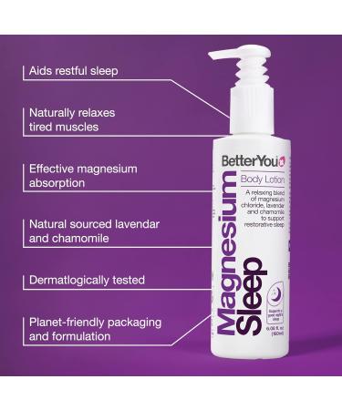 BetterYou Magnesium Sleep Body Lotion - Relaxing Body Lotion - Magnesium Body Cream with Lavender and Chamomile Blend - Sore Muscle Relief - 6.08 oz (Pack of 2) 6.08 Ounce (Pack of 2) - Buy Online on GoSupps.com
