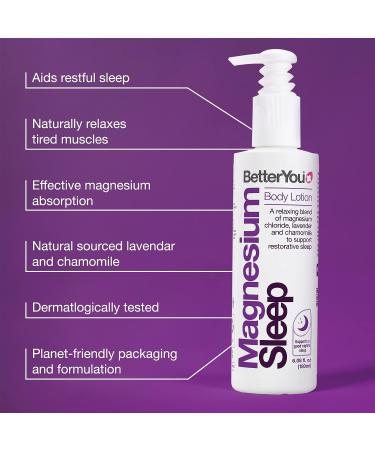 BetterYou Magnesium Sleep Mineral Lotion | Relaxing and Soothing Body Lotion with Lavender and Chamomile Essential Oils | Fast Absorbing | 6.08 oz - Buy Online on GoSupps.com