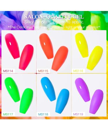 MSRUIOO Glow in the Dark Gel Nail Polish Set - 6 Luminous Neon Colors for DIY Nail Art | Fluorescent Gel Polish with Glow Effect | Soak Off UV Gel Polish - Buy Online on GoSupps.com
