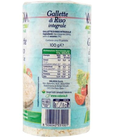 Valsoia Integrali Pack of 3 whole grain rice cakes 100% vegetable Gluten-free crispy 100 g - Buy Online on GoSupps.com