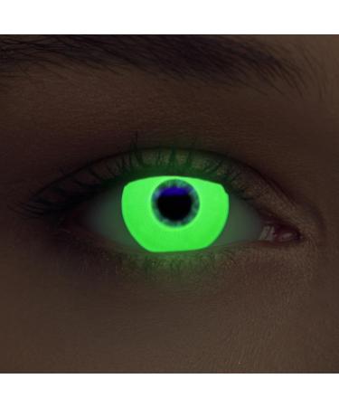 Design lenses bright green Halloween the Purge costume UV light contact lenses 1 pair (2 pieces) soft black light color lenses without strength (glowing green)