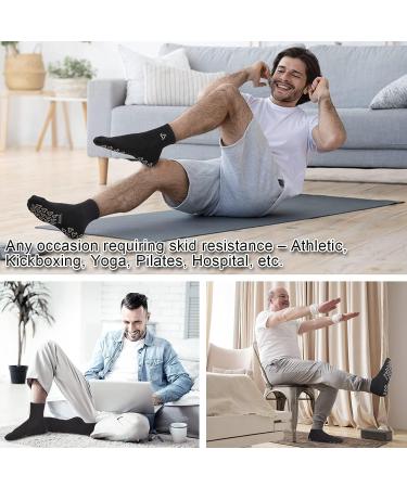 Ozaiic Non Slip Grip Socks for Yoga, Pilates, Home Workout - Large 3 Pairs Black - Ideal Cushion Socks for Men and Women - Buy Online on GoSupps.com