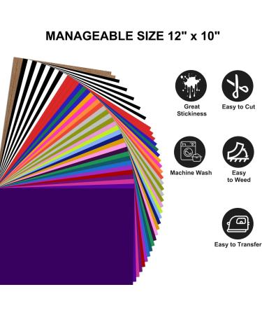 Heat Transfer Vinyl Bundle : 42 Pack 12 x 10 Sheets - Iron on Vinyl for Iron on Fabrics T-Shirts Heat Press Machine Multicolor - Buy Online on GoSupps.com