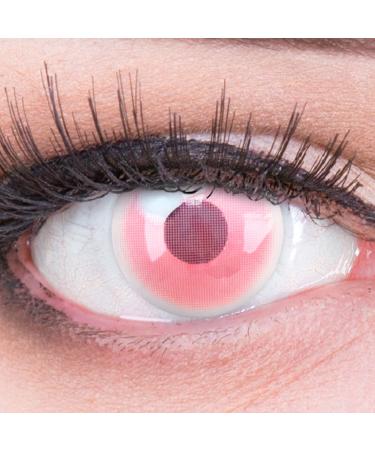 Colored pink 'nezuko' contact lenses 1 pair of anime pink pink circle lenses heroes of cosplay strongly opaque.Month lenses for costumes Halloween carnival carnival with free lentil container - without strength