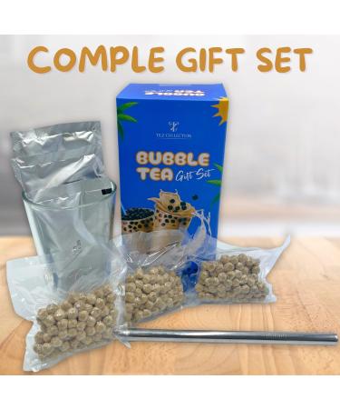 Bubble Tea Kit Gift Set - DIY Boba Tea Set with Tapioca Pearls, Milk Tea Powder, Glass Pint & Steel Straw - Buy Online on GoSupps.com
