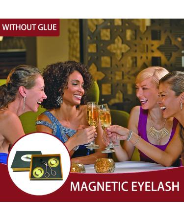 Gold Magnetic Eyelashes Applicator Tool Kit with 2 Pairs of Glue-free Magnetic False Eyelashes - Natural Bushy Look - Buy Online on GoSupps.com