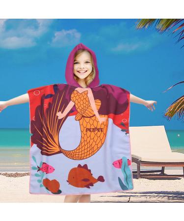 FEBE Bath Poncho for Toddlers - Mermaid Hooded Bath Towel & Bathrobe | Perfect for Kids' Baths - Buy Online on GoSupps.com